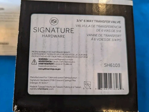 Signature Hardware 446519 SH6103 3/4" 6 Way Brass Transfer Valve - Picture 1 of 5