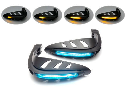 Motorrad Quad Atv Handprotektoren LED Mit Blinker & Blau Tagfahrlicht - Bild 1 von 8