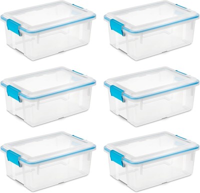 Sterilite Gasket Box, Stackable Storage Bin with Latching Lid, 12 Quart, 18 Pack