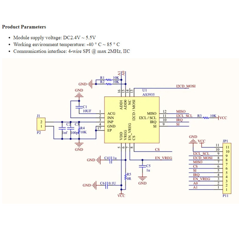 AS3935 I2C SPI flash storm distance detector sensor