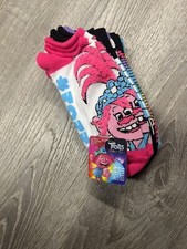 Girls trolls world tour socks large 4-10 no show 6 pairs NEW