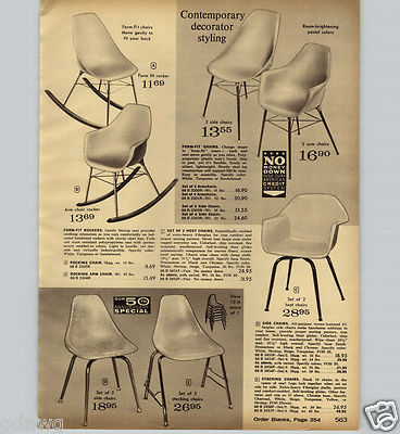 1963 PAPER AD Form Fit Rocker Rocking Chair Side Arm Host Stacking Eames ?