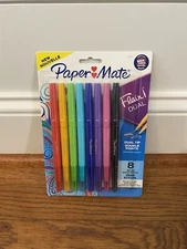 Papermate Flair Felt Tip Pens Duel 8 Assorted Colors  Brush And Medium Point New