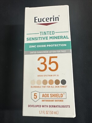 Eucerin Sensitive Mineral Face Tinted Sunscreen SPF 35 1.7 oz Exp 11/26
