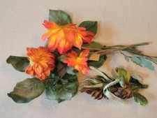 Vtg Millinery Flower Collection 1 1/2-4" Orange Rust Green Velvet German H1830