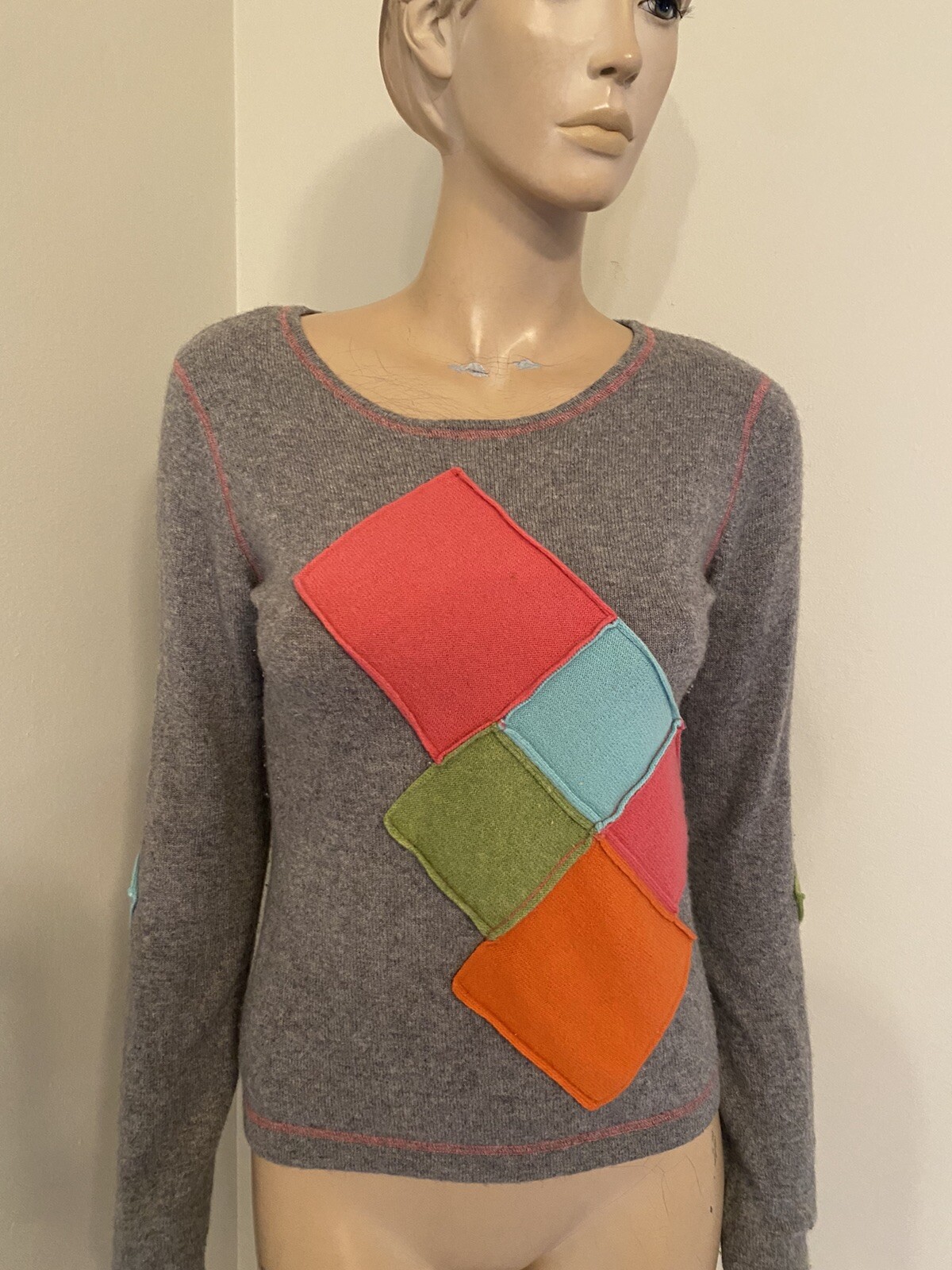 LAUREN HANSEN 100% CASHMERE PATCHWORK 