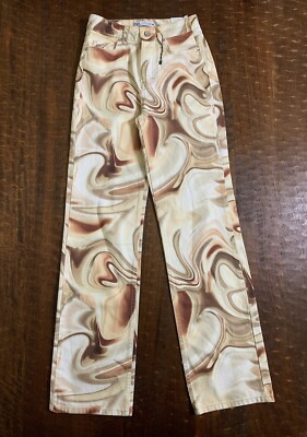 NWOT Zara Size 0 Z1975 Multicolored Marbled Printed Mid-Rise Straight Leg Jeans