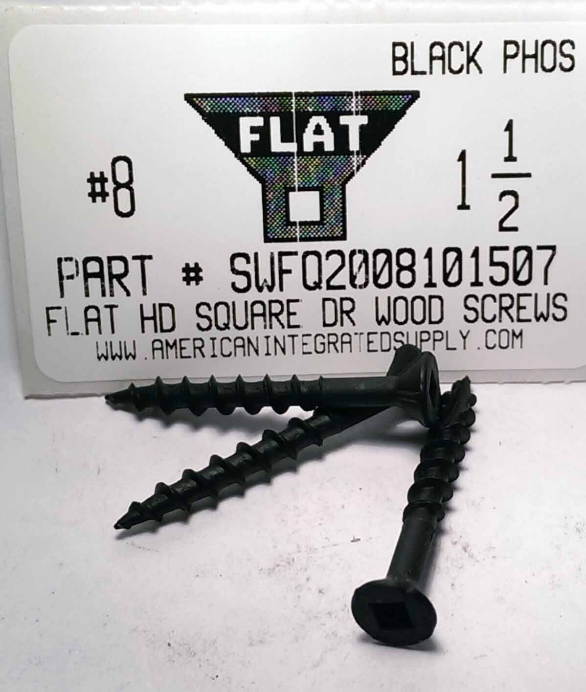 8x11/2 Flat Head Square Drive Wood Screws Steel Black (50) eBay