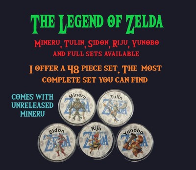 48Pc Zelda Amiibo Mineru,Riju,Sidon,Tulin,Yunobo BotW, TotK, EoW NFC Cards/Coins