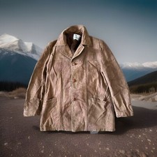 Vintage Gino Leathers Coat Men’s 42 Brown Leather Lined Long Sleeve Made In USA
