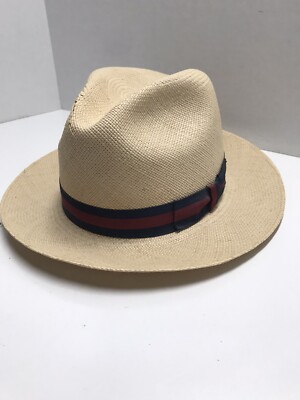 Schuman Sullivan Genuine Panama Hand Woven Straw Fedora Made in USA men's M