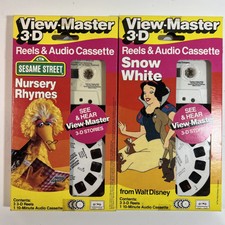 VNTG 1987 View-Master 3-D Reels Audio Cassette Snow White Sesame Street Pair