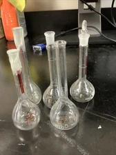 Lot of 5 25ml Kimax Pyrex Flasks