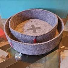 Set of Kikkerland Gray Felt Round Storage Baskets