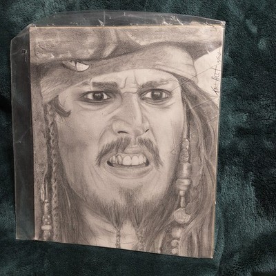 Pirates of the Caribbean Pencil Portrait Of  Captain Jack Sparrow