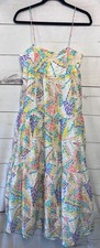 C/MEO Collective Maxi Dress Spaghetti Strap Size MED/6 White With Colorful Print