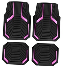 Heavy Duty Rubber Floor Mats Aluminum Film Car Mats Set, Front and Rear Pink