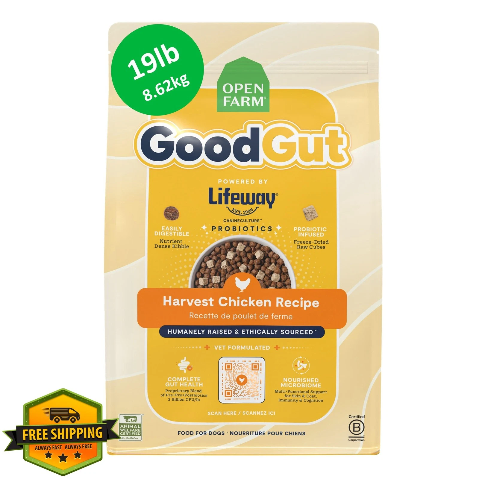 Open Farm Goodgut Dry Dog Food Chicken 19lb