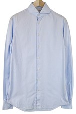 SUITSUPPLY Men's Formal Shirt 39L/15.5L Extra Slim Blue Pure Cutaway Twill 