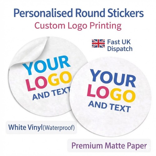Round Uk Sticker PERSONALISED ROUND PRINTED STICKERS CUSTOM LOGO LABELS BUSINESS MATTE ...
