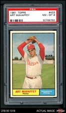 1961 Topps #433 Art Mahaffey Phillies PSA 8 - NM/MT