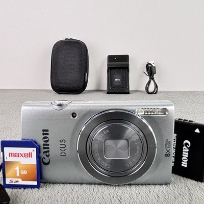 Canon IXUS 145 8x Optical Zoom HD Digital Compact Camera Set Silver - Tested