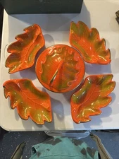Vintage Orange California Set 800 Chip And Dip Server Set With Lidded Bowl