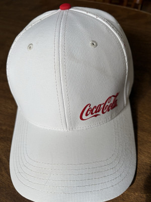 COCA-COLA BASEBALL STYLE HAT, WHITE /RED, LOGO IS ELEVATED, SUPER DEAL, LOOK!!