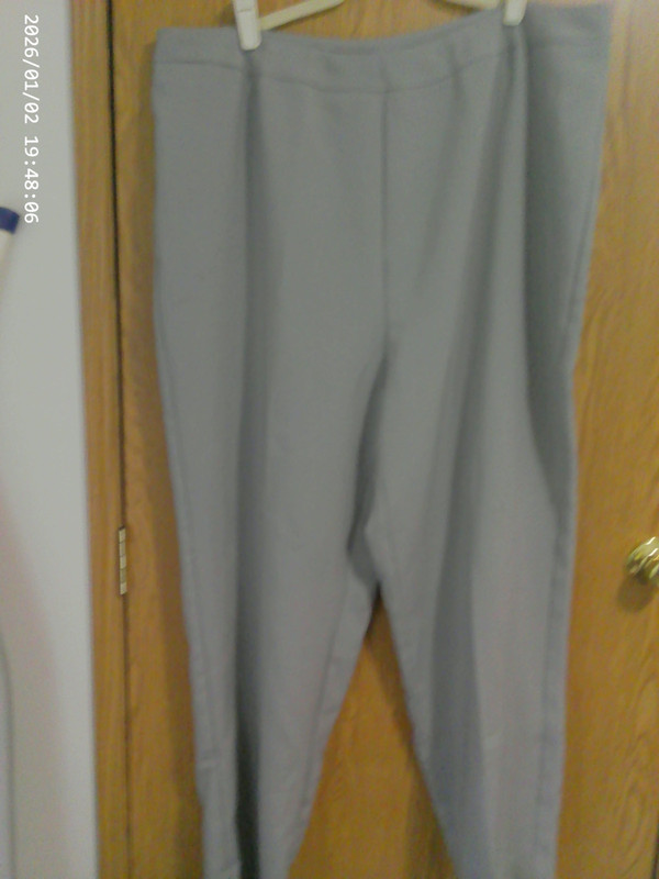 New Women's Blair Grey Flat Elastic Front & Back Wide Leg Dress Pants Size 24W