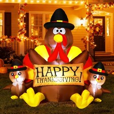 6ft Inflatable Turkey Family Airblown Thanksgiving Outdoor Yard Decoratioin