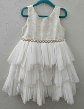 American Princess Sleeveless Pearl Tulle Dress Lace Bodice Girls Size 4T Wedding