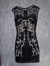 Venus Black sheer Beaded sequin Cocktail Dress Sz 4 NWOT