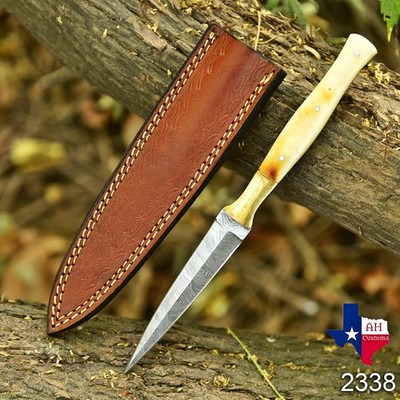 CUSTOM MADE HAND FORGED DAMASCUS STEEL BLADE BOOT KNIFE DAGGER HUNTING 2338