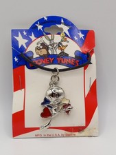 Vintage Looney Tunes Tweety Bird Hearts Necklace Pewter/Enamel 28" Black Cord