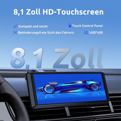 8'' Touch Screen Portable Car Radio Stereo Wireless Apple CarPlay Android Auto FM