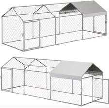 120  x40  x40  Walk-In Metal Chicken Coop Run w/ Waterproof UV Cover Outdoor