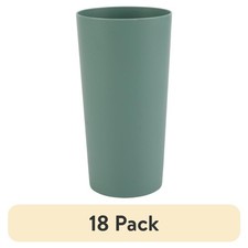 Round Plastic Tumblers 26-Ounce 18-Pack Bulk Set of Drinking Cups for Party