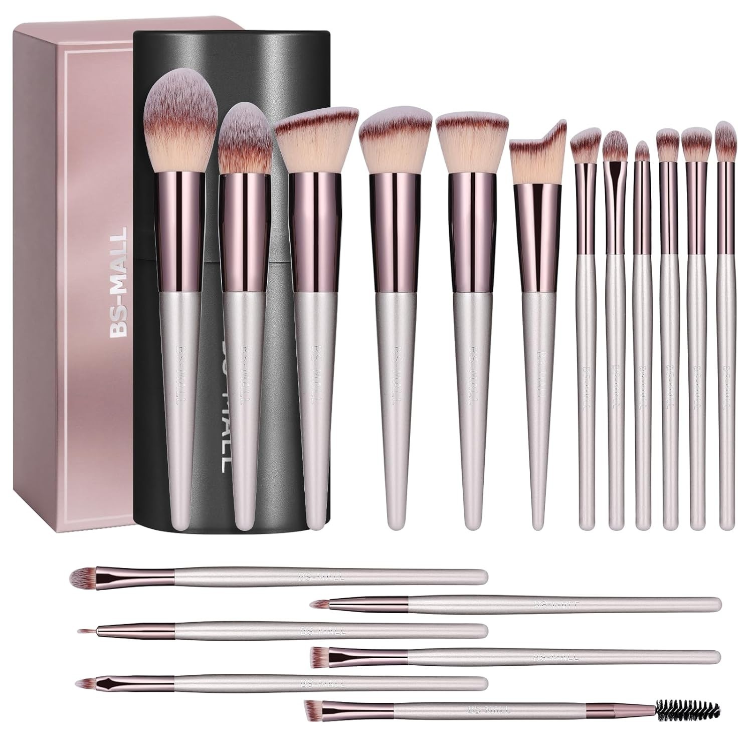 BS-MALL Makeup Brush Set 18 Pcs Premium Synthetic Foundation Powder Eye Shadow
