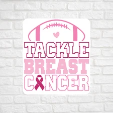 Tackle Breast Cancer Football Sticker Vinyl Decal Pink Ribbon Awareness Support