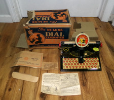 Vintage 1930s Louis Marx De-Luxe Dial Tin Toy Typewriter with Original Box Rare