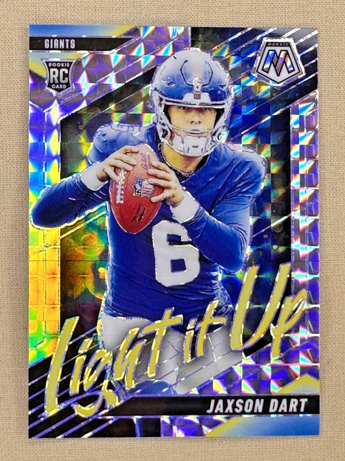 2025 Panini Mosaic Jaxson Dart RC LIGHT IT UP Silver Mosaic New York Giants #8