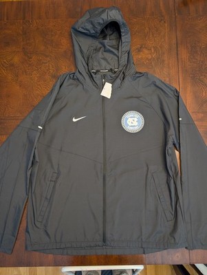 NWT Nike Tar Heels UNC Jacket Zip Up Hood Lightweight Running Sz Large Gray
