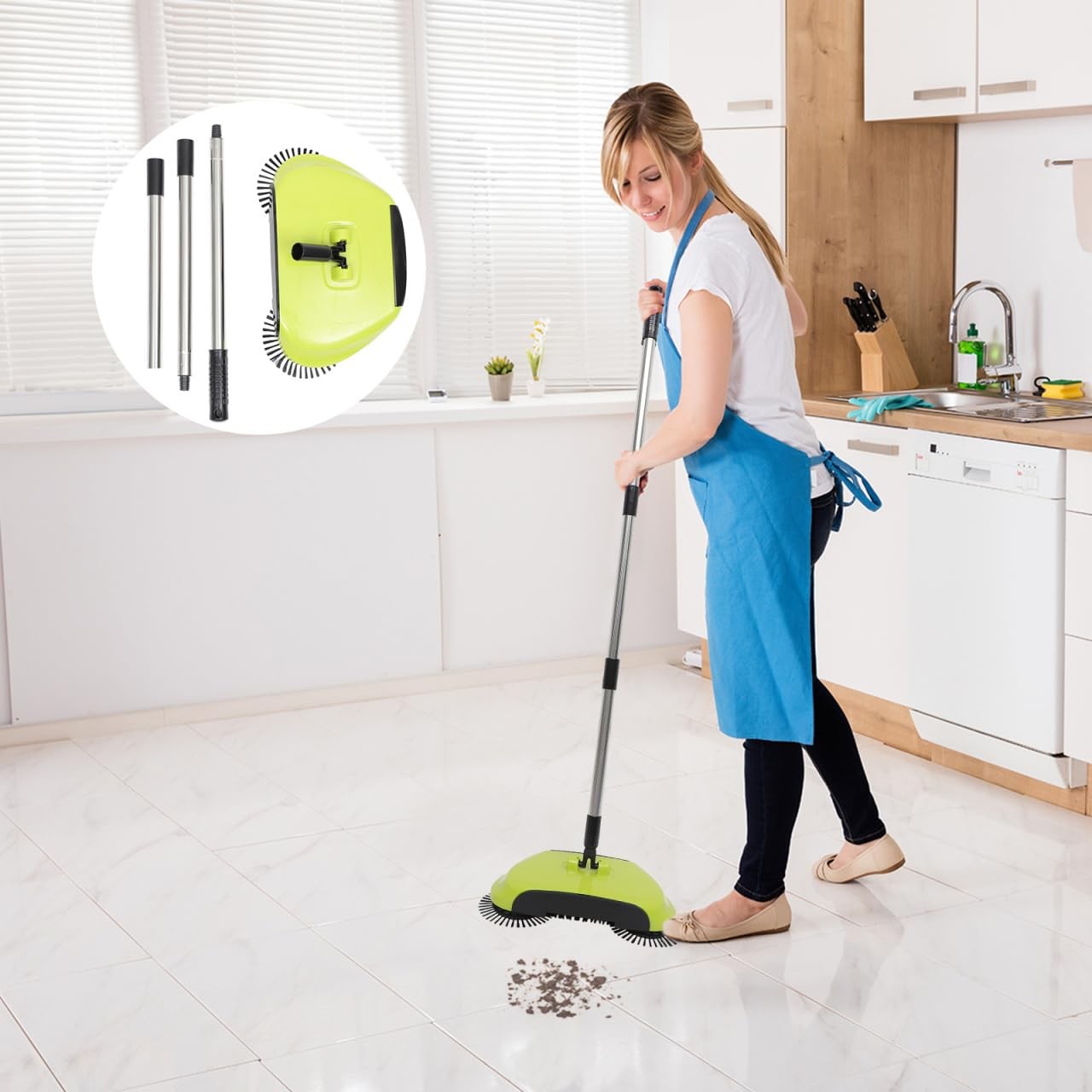 Floor Sweeper Manual, 3 in 1 Carpet Cleaner Machine Push Broom Clean Lazy Dus...