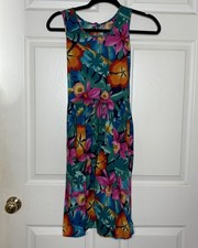 Hilo Hattie Women's Midi Dress XL Floral Sleeveless Vintage Hawaiian Original