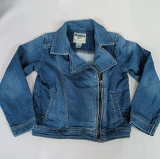 OshKosh B'gosh Girls Size 6 Denim Moto Jacket Asymmetrical Zip Jean Coat Blue