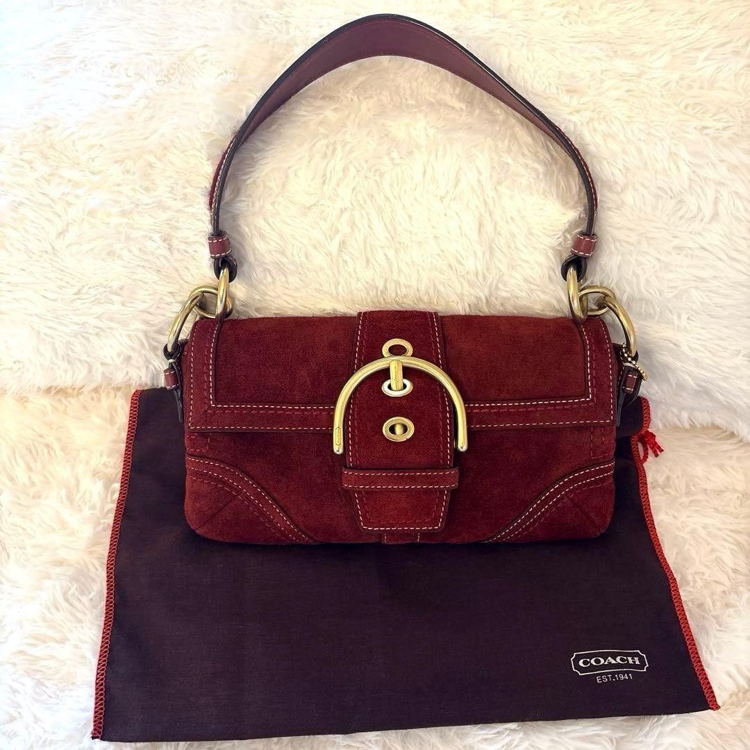 バッグ Coach y2k Flap Soho Hobo Bag Suede vtg RARE Vintage COACH Soho Suede Demi Flap Bag Burgundy Red Y2K