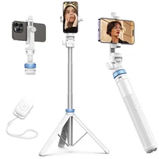 62" Phone Tripod & Selfie Stick, Extendable Photography Light Stand with Wire...