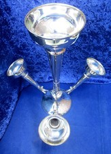 Large Antique Silver Plate 4 Flute Epergne Art Deco Style Floral Table Centre