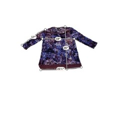 Blusa de Manga Larga SIMPLY VERA BRAND Floral Púrpura Con Escote Redondeado y Transparente