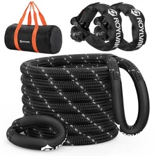 1"x 30ft Kinetic Recovery Tow Rope 48800 LBS Nylon Tow Strap with 2 Soft Shackle